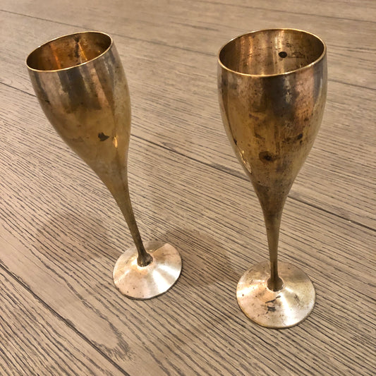 Silverplated Champagne Goblets, Pair