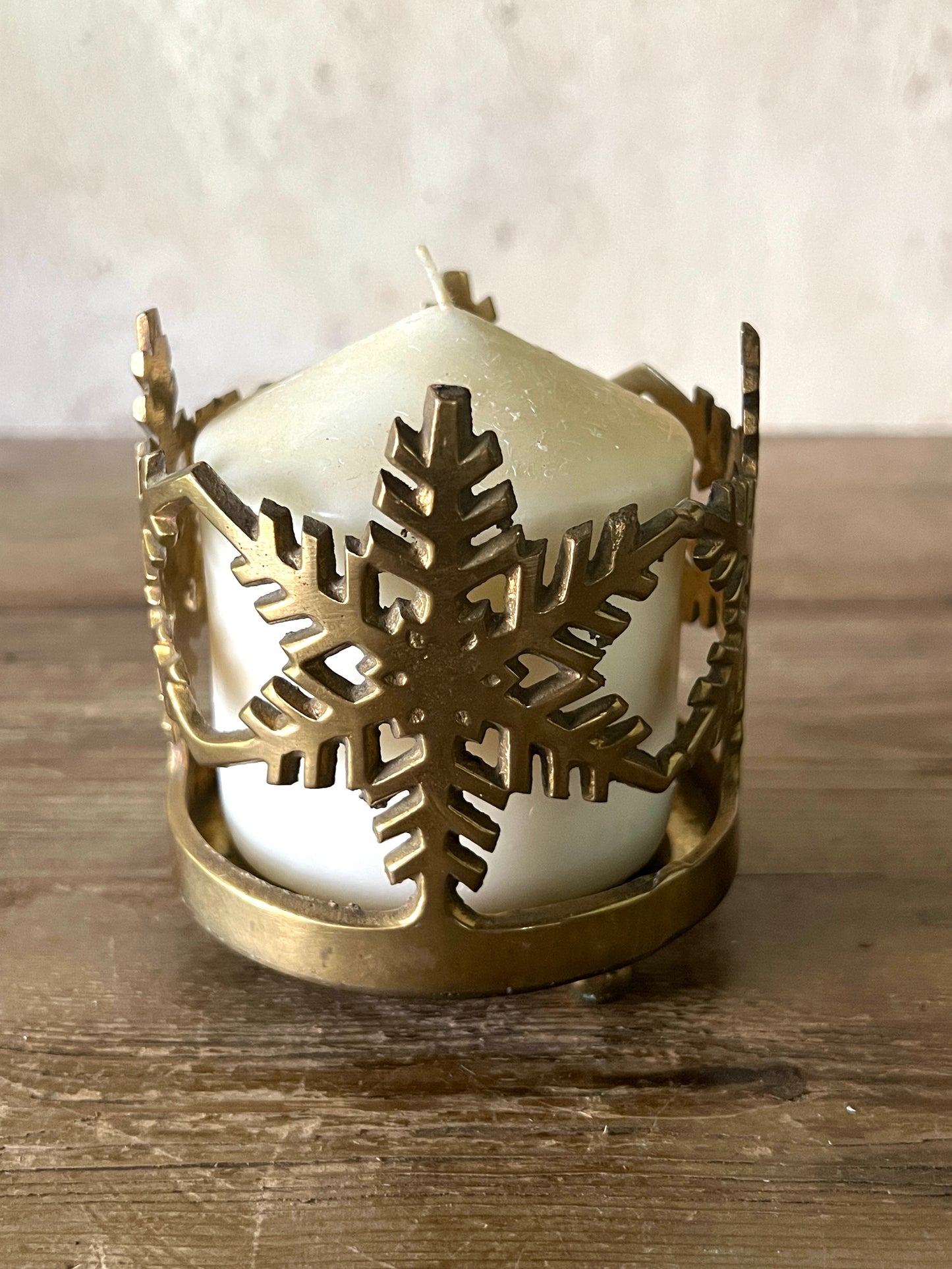Brass Snowflake Candle Holder