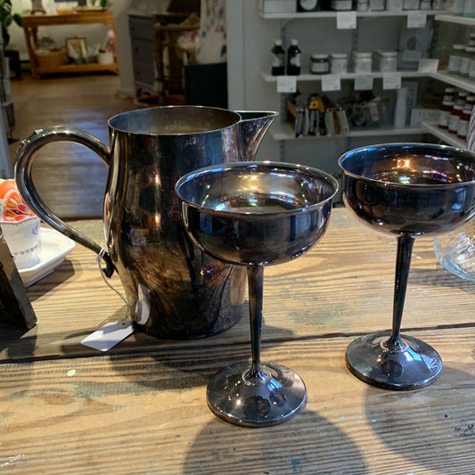 Silver Plated Pitcher & 2 Stems