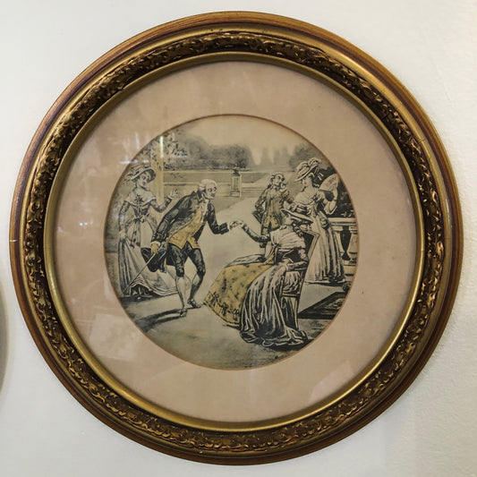 French Print In Round Frame