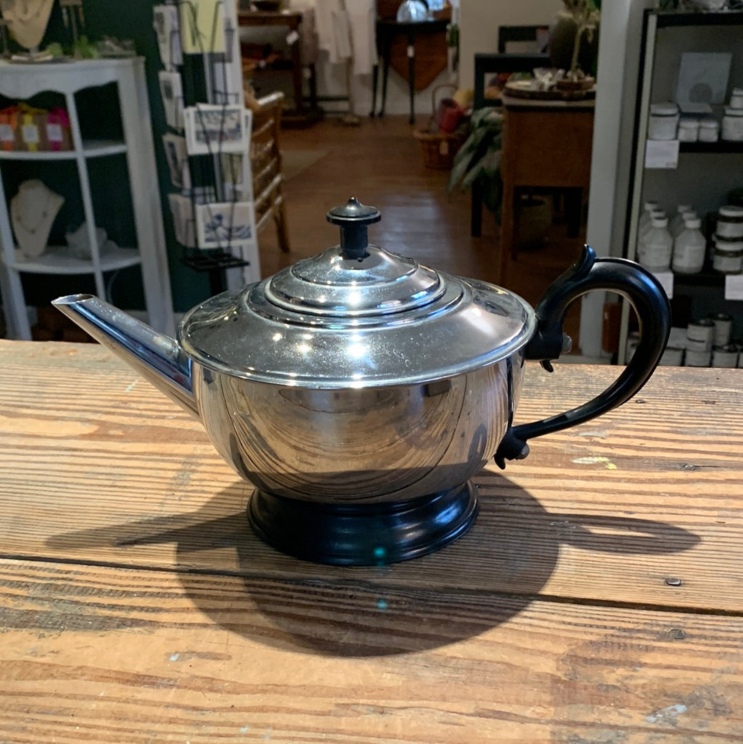 Vintage Chrome Teapot with Ceramic Lining