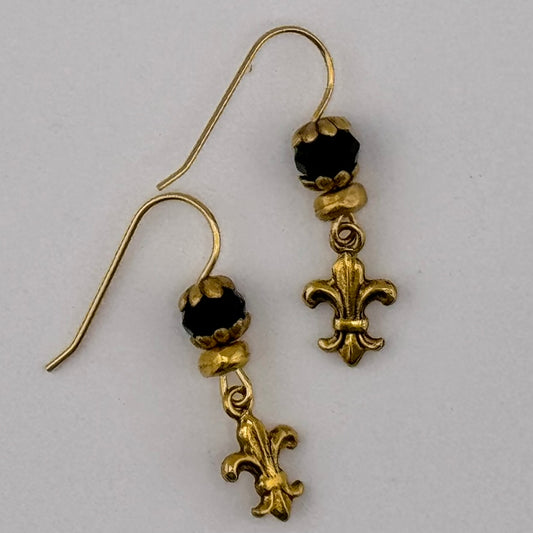 24k Gold Plated Fleur de Lis Earrings