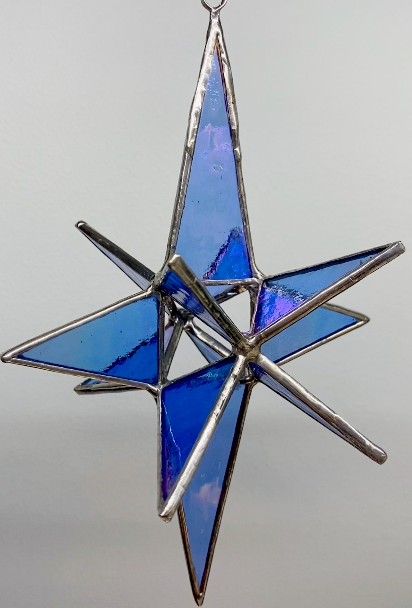 Moravian Stained Glass Star, Blue