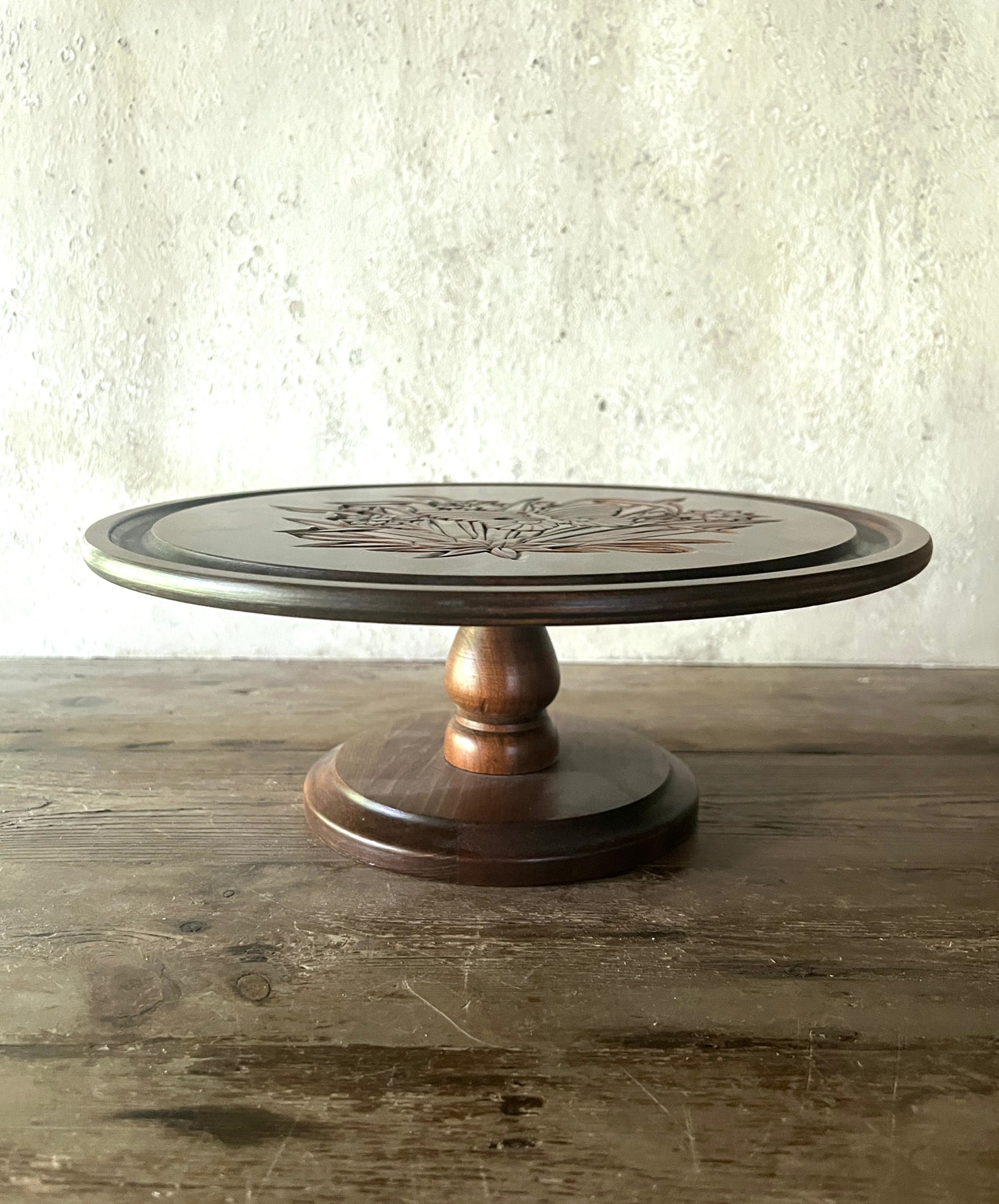 Carved Wood Cake Stand
