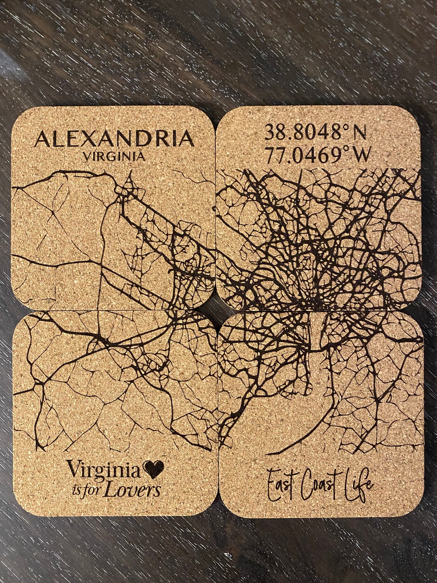 Map Cork Coasters Set