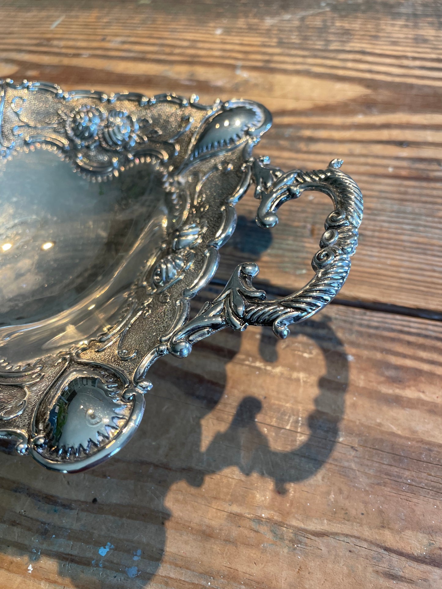 Footed Silver Plate Tray with Handles