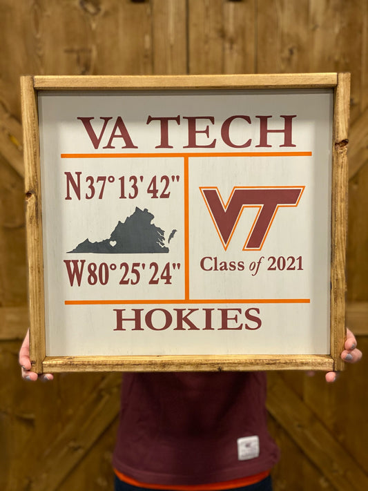 Wood Virginia Tech Sign, Personalize It!