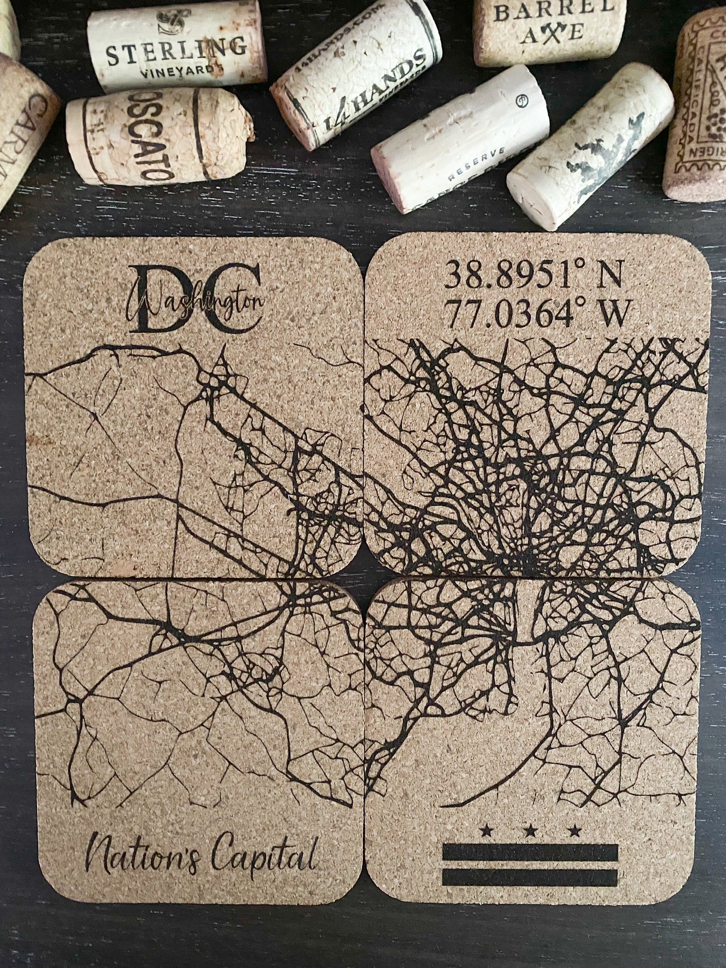 Map Cork Coasters Set
