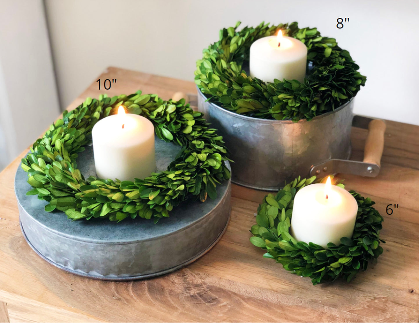 Preserved Boxwood Candle Ring, 6”