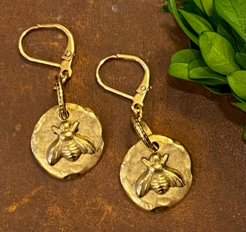 Gold French Bee Earrings