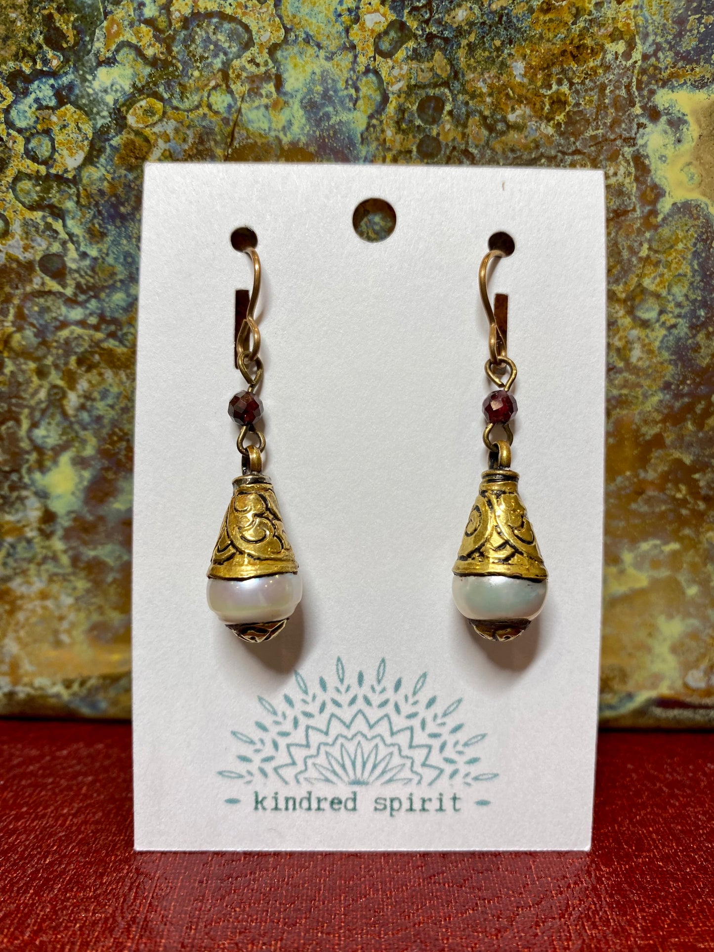 Tibetan Pearl Garnet Earrings