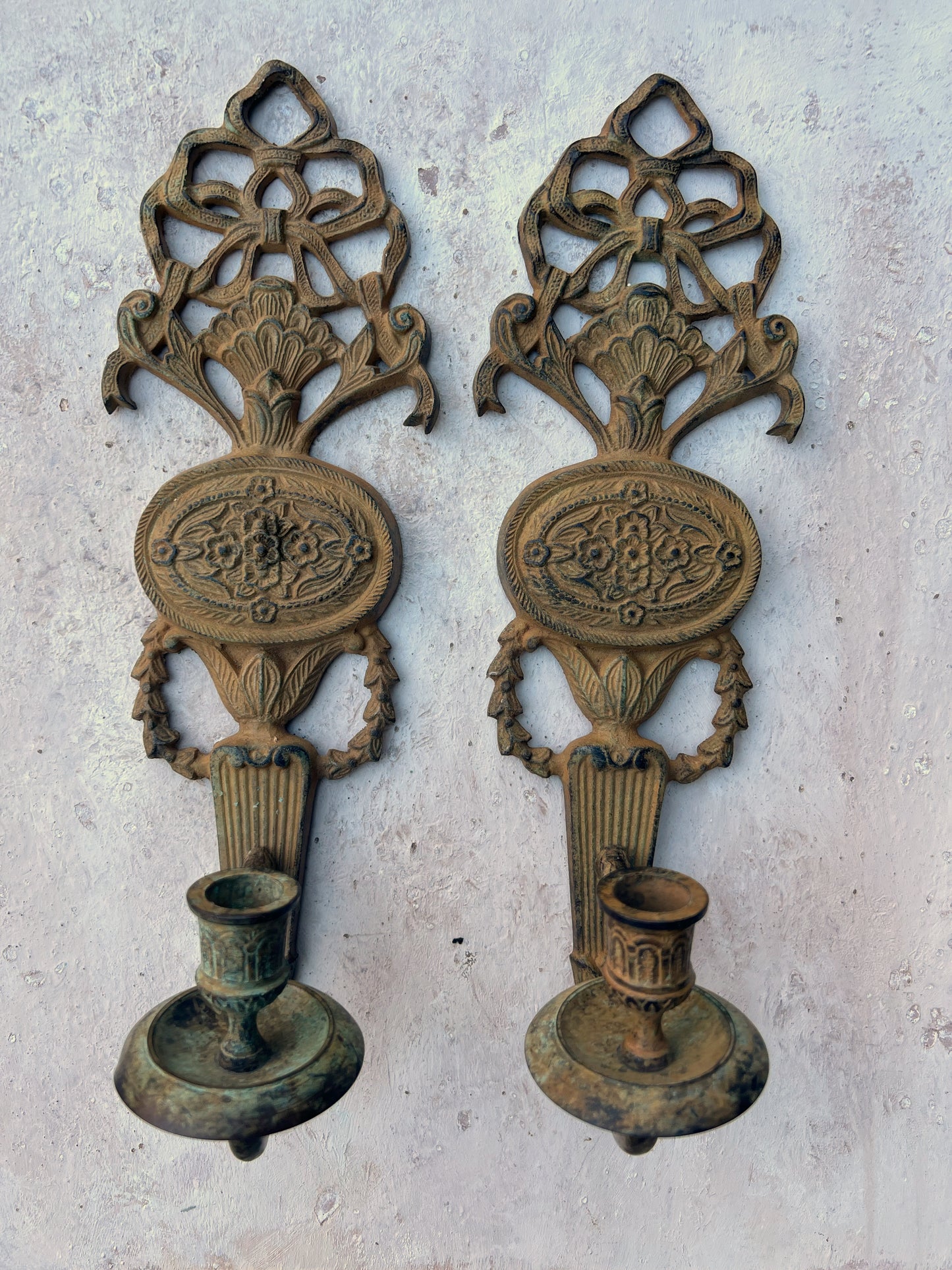 Rococo Style Candle Wall Sconces, Pair